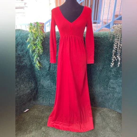 Vintage | Dresses | Vintage 7s Ml Hubba Hubba Union Made Full Length Maxi  Sweater Knit Dress | Poshmark
